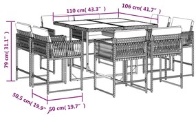 Set da pranzo da giardino 9 pz con cuscini nero in polyrattan