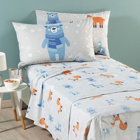 Lenzuola Teddy Singolo Ghiaccio in Cotone Caleffi Kids