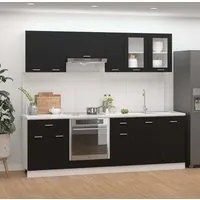 Set Armadi da Cucina 8 pz Nero in Truciolato 3067648