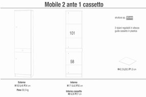 TRACK - mobile colonna portaoggetti a due ante ed un cassetto