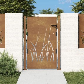 Cancello Da Giardino 105x155 Cm İn Acciaio Corten Design Erba /