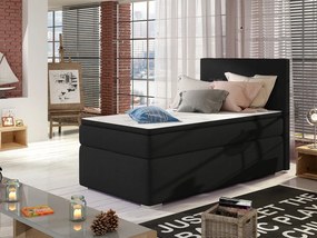 Letto singolo boxspring Digione - Tessuto nero liscio