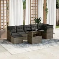 Set Divano da Giardino 8 pz con Cuscini Grigio in Polyrattan 3266750