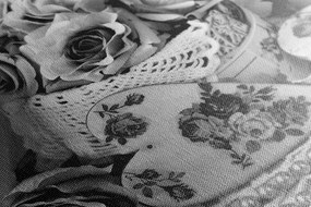Quadro su tela – Stile romantico vintage in bianco e nero