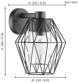 Eglo 97226 - Applique da esterno CANOVE 1xE27/60W/230V