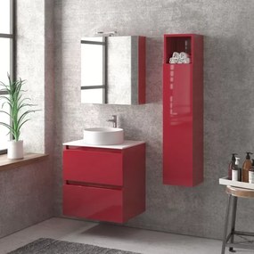 Mobile bagno sospeso 60 cm con due cassetti e piano bianco solid surface TOD-60SS - KAMALU