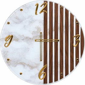Orologio da Parete Vetro Moderno 65 cm effetto Marmo e Noce