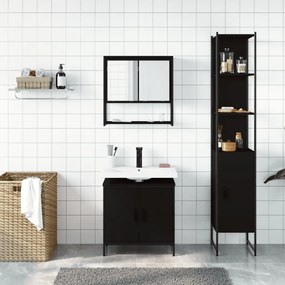 Set mobili da bagno 3 pz nero in legno multistrato