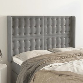 Testiera Ad Orecchio Grigio Chiaro 147x16x118/128 Cm İn Velluto /