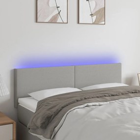 Testiera A Led Grigio Chiaro 144x5x78/88 Cm İn Tessuto /