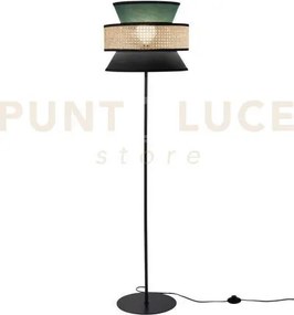 Piantana gazebo verde nera rattan naturale 1 luce attacco e27 d40x1...