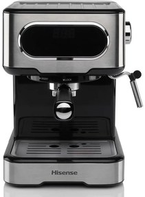 Hisense - HESCM15DBK, Macchina da caffè espresso manuale, macinato e compatibile con cialde ese 44 mm, Pressione 15 bar, Schermo Touch, 1100W,