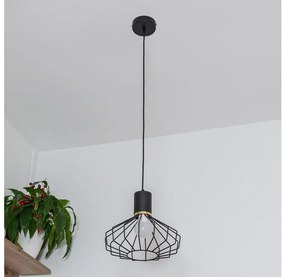 Lampada a sospensione con cavo SOLANO 1xE27/15W/230V nero/oro