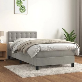 Giroletto A Molle Con Materasso Grigio Chiaro 100x200cm Velluto /