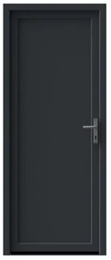 Porta d'ingresso Base L 90 x H 210 cm in PVC antracite, apertura spingere a sinistra