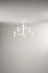 Lampadario candles a soffitto in metallo e alluminio bianco d.70cm...