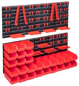 Kit Contenitori 103 Pz Con Pannelli A Parete Rosso E Nero /