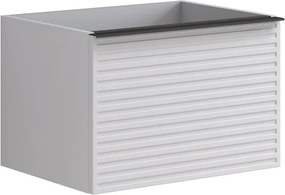 Cassettiera Pixel con 2 cassetti  frontale stripes laccato opaco bianco e maniglia alluminio nero opaco L60 x H40 x P45,5 cm