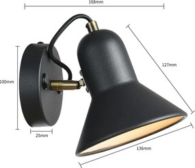 Faretto da parete ASTAMA 1xE27/40W/230V nero/ottone