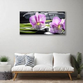 Quadro su vetro acrilico Pietre Orchid Zen Spa 100x50 cm