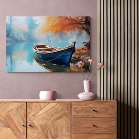 Quadro su tela – Barca su lago deserto