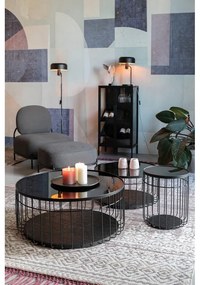 Tavolino da salotto rotondo nero con piano in vetro 80x80 cm Lance – White Label