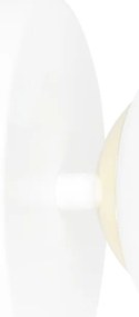 Applique A 1 Luce Vishnu In Acciaio Bianco E Sfera In Vetro Bianco E Oro