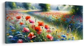 Quadro su tela – Campo in fiore sotto il cielo estivo