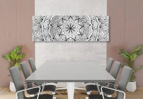 Stampa su tela – Mandala etnica astratta in bianco e nero
