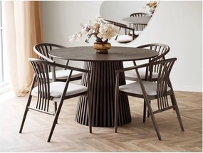 Sedia da pranzo marrone scuro in rovere massiccio con braccioli Agustin – House Nordic