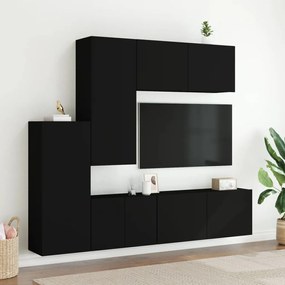 Mobili tv a muro 5pz neri in legno multistrato