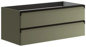 Mobile da bagno sospeso sotto lavabo L 99.5 x H 40 x P 45.5 cm verde salvia laccato opaco, 2 cassetti VISOBATH Fusion