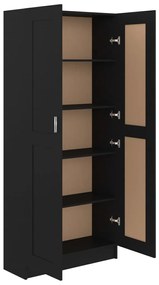 Libreria Nera 82,5x30,5x185,5 cm in Legno Multistrato