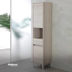 Colonna Portasciugamani "Mondo 2.0" Da 183 Cm Con Due Ante Ed Un Casseto Finitura Rovere Chiaro