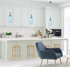 Lampadario LED blu con paralume in vetro ø 13 cm Fiuggi – Candellux Lighting