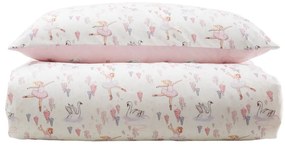 Set copripiumino e federa da bambini bianco e rosa in cotone per letto matrimoniale 200x200 cm Ballerina – Belle & Boo