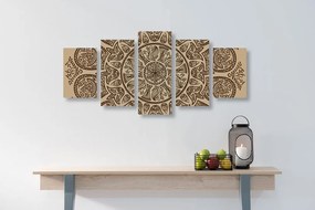 Quadri 5 pezzi – Mandala con motivo naturale astratto