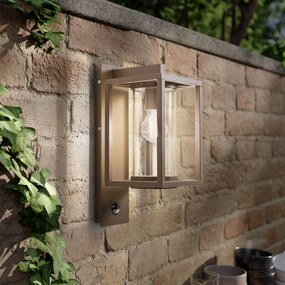 Lucande applique da esterno Ferda, sensore, sospesa, marrone, IP44