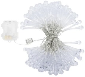 Aigostar - Catena luminosa LED natalizia da esterno 100xLED/8 funzioni 3xAA 10m IP44 bianco freddo gocce