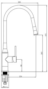 Sapho - Rubinetto per lavello con braccio flessible SILI nero/ottone