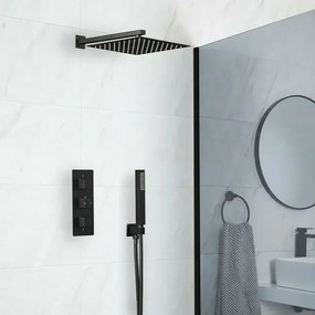 Doccetta quadrata in ABS nero opaco monogetto anticalcare