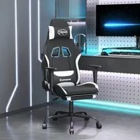 Sedia da Gaming Massaggio e Poggiapiedi Tessuto Nero e Biancocod mxl 77361