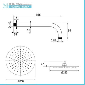 Set doccia incasso Paco nero opaco con soffione 25 cm e kit doccino