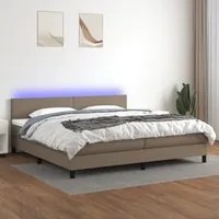 Letto a Molle Materasso e LED tortora 200x200cm in Tessuto 3133025