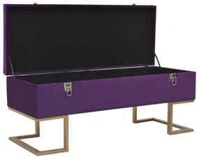 Panca con vano portaoggetti 105 cm viola in velluto