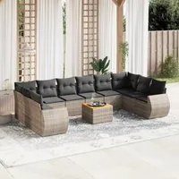 Set Divani da Giardino 11 pz con Cuscini in Polyrattan Grigio 3257509