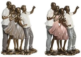 Statua Decorativa DKD Home Decor 18 x 10 x 25 cm Rosa Dorato Bianco Famiglia (2 Unità)
