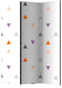 Paravento Pioggia di triangoli (3-parti) - figure colorate su sfondo bianco
