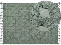 Tappeto cotone trapuntato verde con nappe 160 x 230 cm stile boho soggiorno