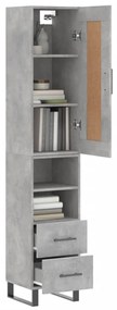 Credenza grigio cemento 34,5x34x180 cm in legno multistrato